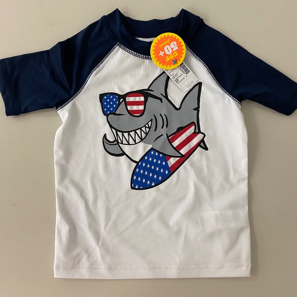 New with tags, toddler size 3T, UPF 50, swim shirt/top
